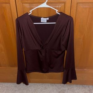 “Peachy Tan” Brown Blouse Size Small